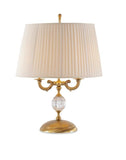 Aged Brass Table Lamp W/ Crystal Insert - Decor - Tipplergoods