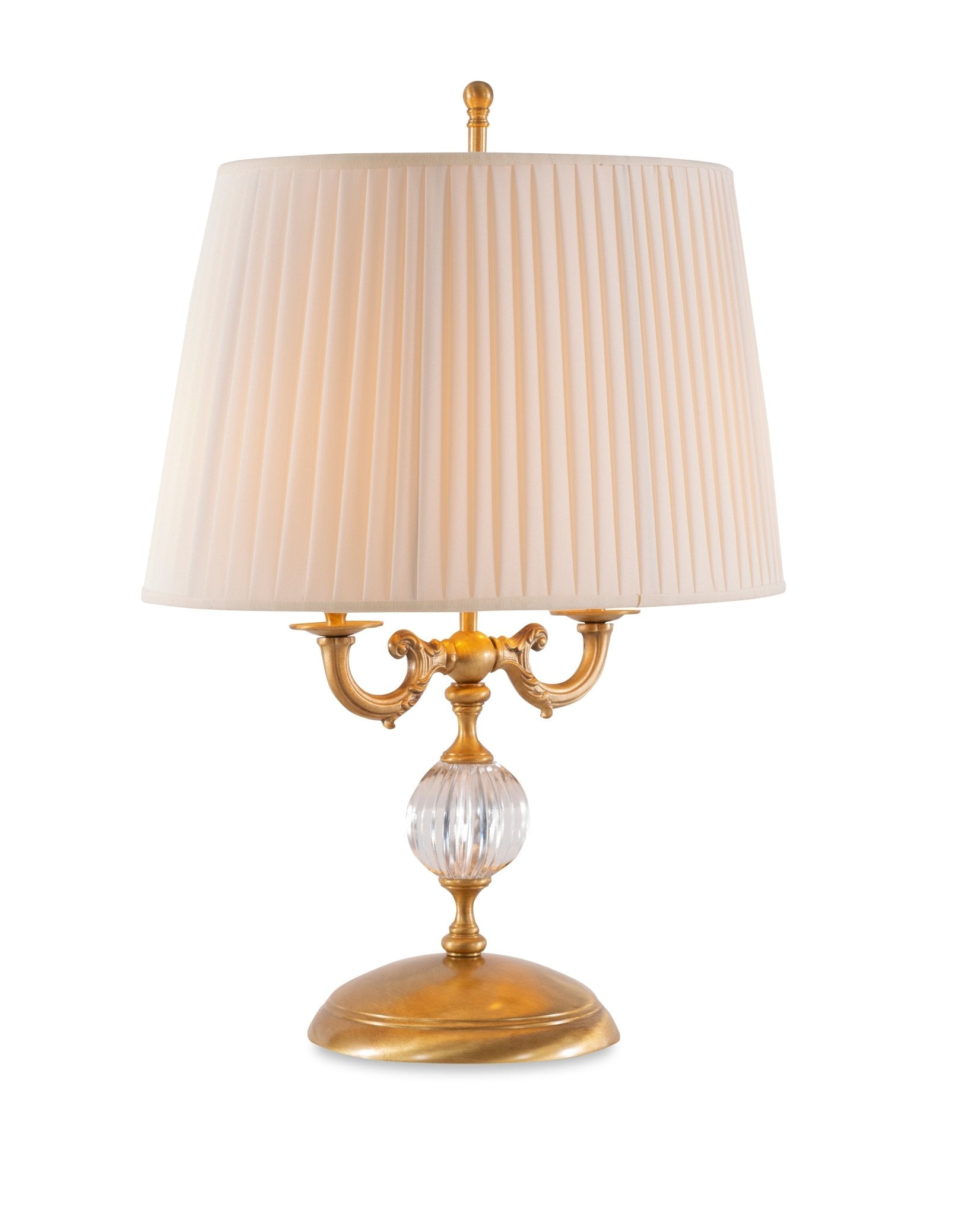 Aged Brass Table Lamp W/ Crystal Insert - Decor - Tipplergoods