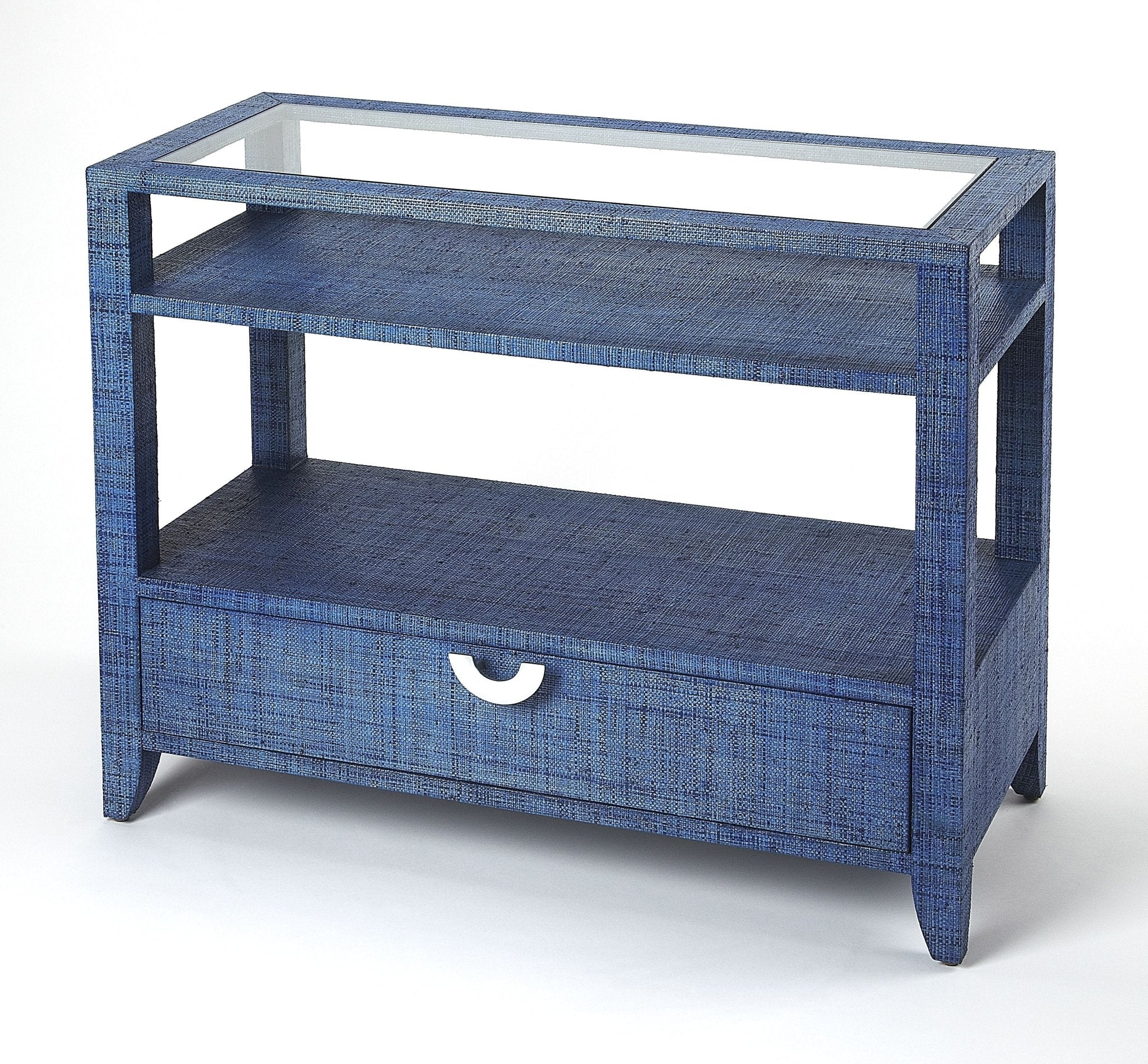 Amelle Blue Raffia Console Table - Furniture - Tipplergoods