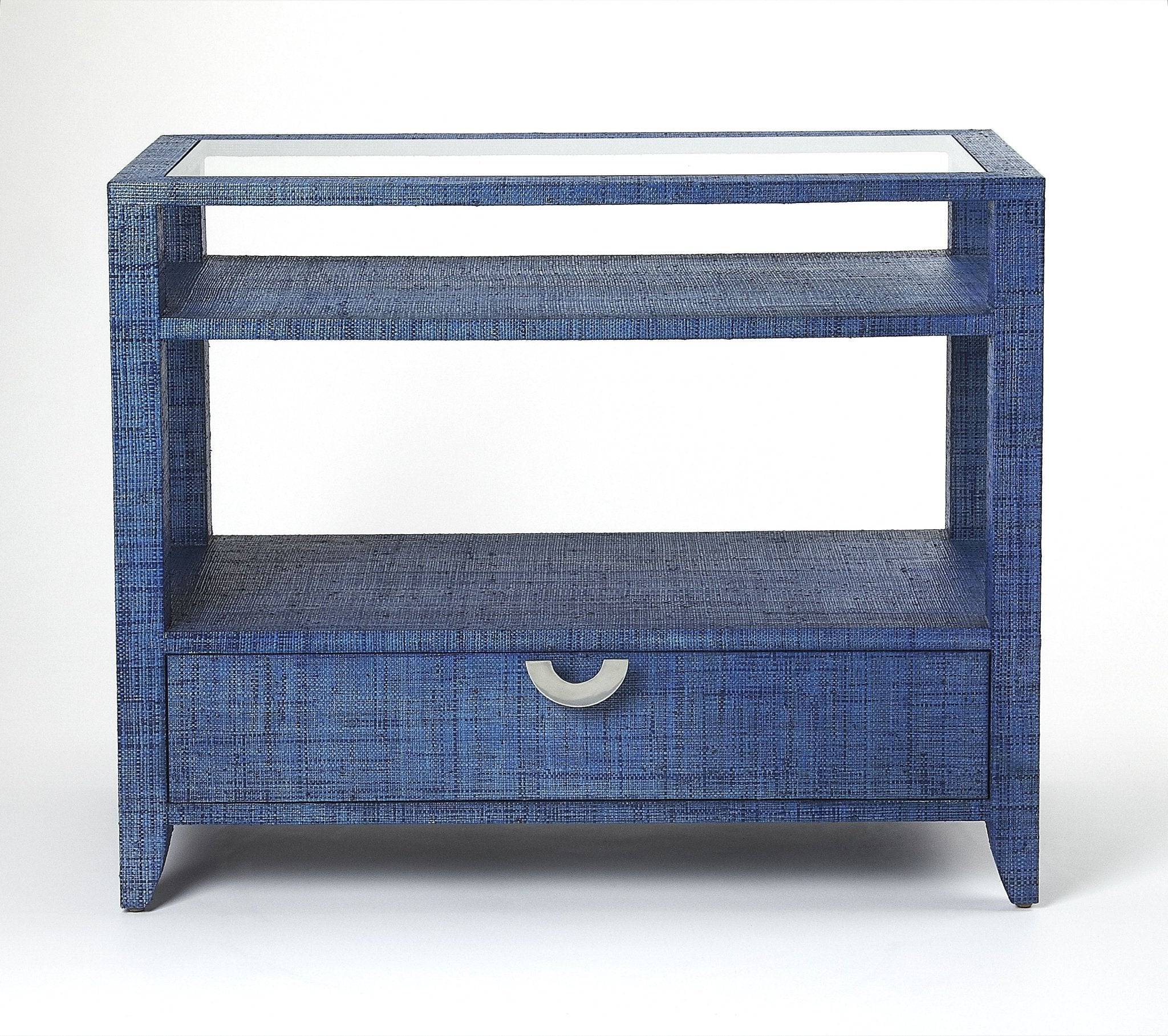 Amelle Blue Raffia Console Table - Furniture - Tipplergoods