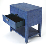Amelle Blue Raffia End Table - Furniture - Tipplergoods