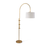 Arc Floor Lamp With Fabric Shade - Natural Brass - - Decor - Tipplergoods