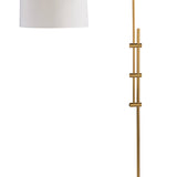 Arc Floor Lamp With Fabric Shade - Natural Brass - - Decor - Tipplergoods