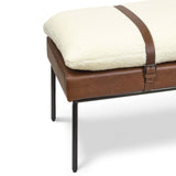 Aspen Leather and Boucle Faux Wool Bench - Furniture - Tipplergoods