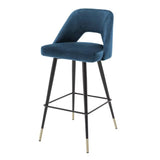 Bar Stool Avorio - Roche blue velvet | black & brass finish legs - - Furniture - Tipplergoods