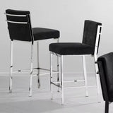 Bar Stool Scott - Polished stainless steel | black velvet - - Furniture - Tipplergoods