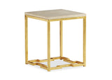 Brie Chairside Table Gold & Travertine