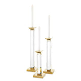Candle Holder Livia set of 3 - Crystal glass | gold finish - - Decor - Tipplergoods