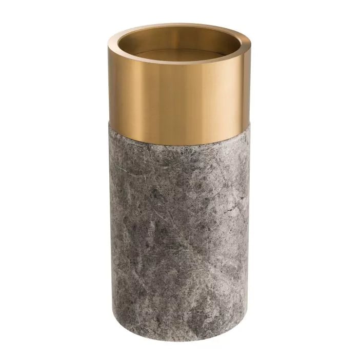 Candle Holder Sierra S\3 - Grey marble | brushed brass finish - - Decor - Tipplergoods
