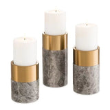 Candle Holder Sierra S\3 - Grey marble | brushed brass finish - - Decor - Tipplergoods