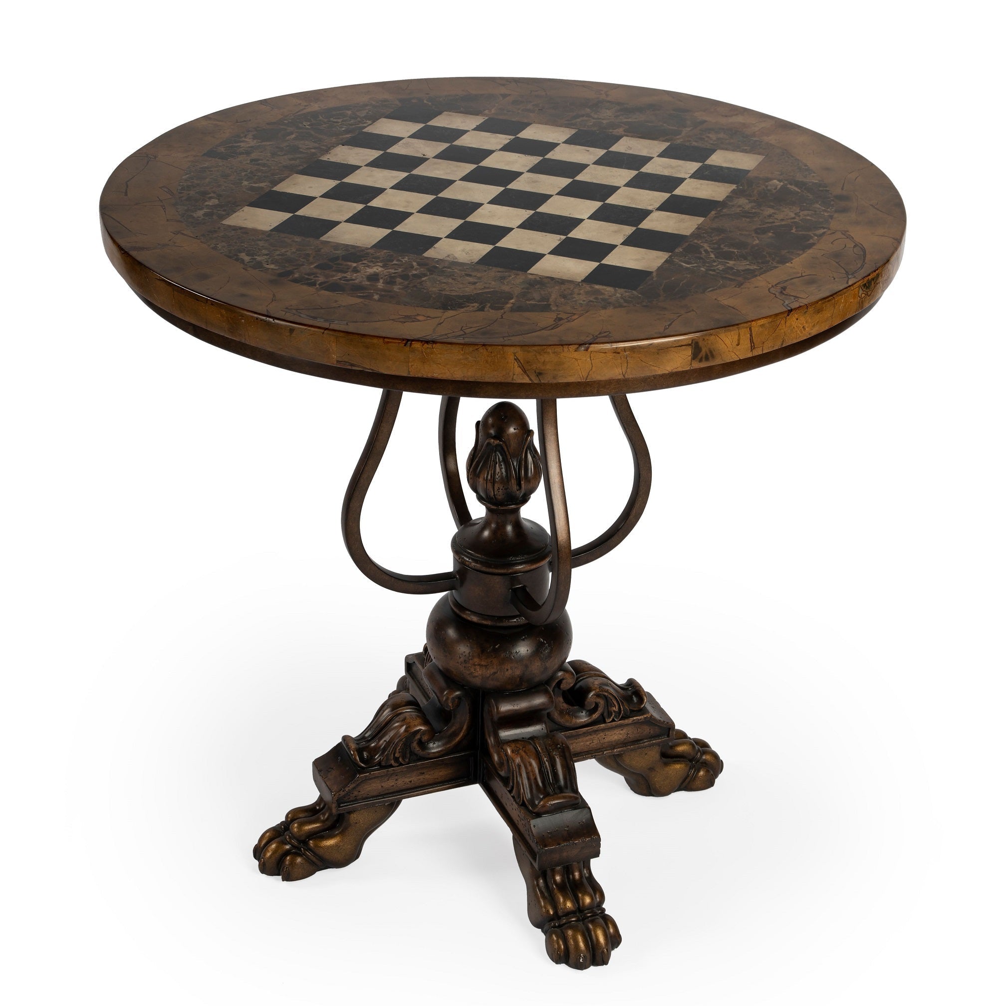 Carlyle Fossil Stone Round Game Table - Gaming - Tipplergoods