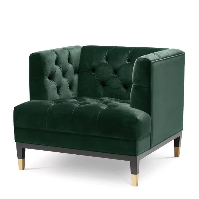 Chair Castelle - Roche dark green velvet | black & brass finish legs - - Furniture - Tipplergoods