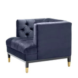 Chair Castelle - Savona midnight blue velvet | black & brass finish legs - - Furniture - Tipplergoods