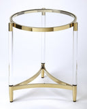 Charlene Acrylic & Gold Round End Table