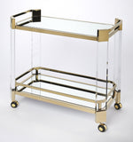 Charlevoix Acrylic & Gold Serving Cart - Furniture - Tipplergoods