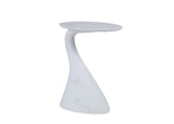 Chisel Chairside Table in White Scagliola