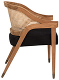 Chloe Chair, Teak, Caning, and Black Cotton - Furniture - Tipplergoods