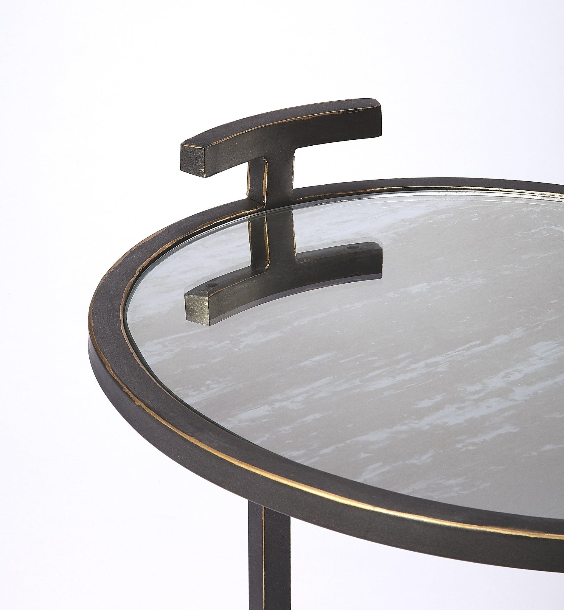 Ciro Side Table - Black Metal & Mirror - - Furniture - Tipplergoods