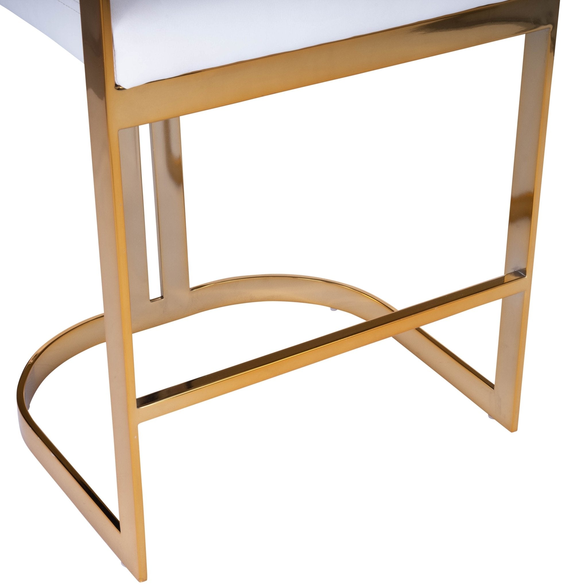 Clarence Counter Stool - Gold & White Faux Leather - - Furniture - Tipplergoods