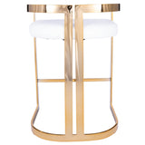 Clarence Counter Stool - Gold & White Faux Leather - - Furniture - Tipplergoods