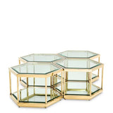 Cocktail Table Sax set of 4 - Gold finish | clear glass | mirror glass - - Furniture - Tipplergoods