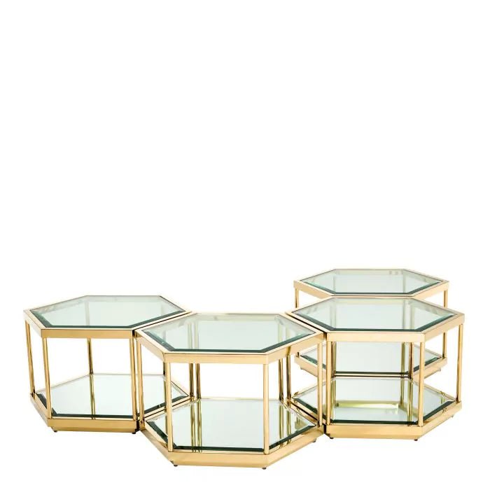 Cocktail Table Sax set of 4 - Polished stainless steel | clear glass | mirror glass - - Furniture - Tipplergoods