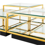 Cocktail Table Tortona S/4 - Gold finish | bevelled glass - - Furniture - Tipplergoods