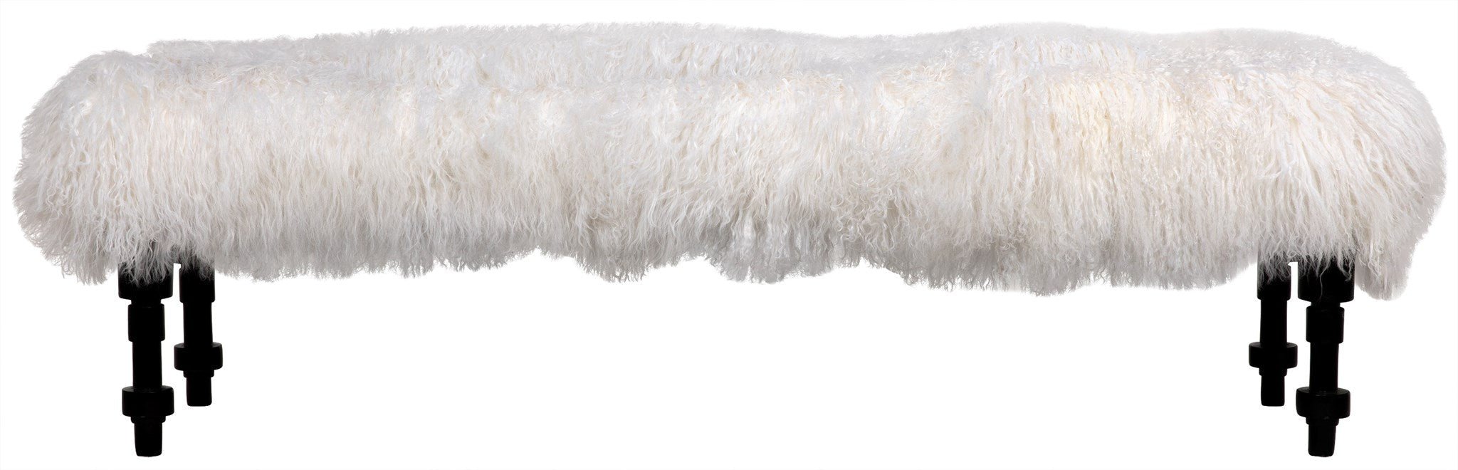 Coco Bench with Lamb Fur, Hand Rubbed Black - Furniture - Tipplergoods