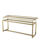 Console Table Harvey sliding top - Brushed brass finish | clear glass | mirror glass - - Furniture - Tipplergoods