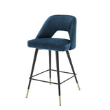Counter Stool Avorio - Roche blue velvet | black & brass finish legs - - Furniture - Tipplergoods