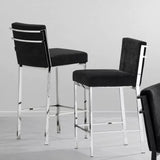 Counter Stool Scott - Polished stainless steel | black velvet - - Furniture - Tipplergoods