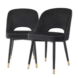 Dining Chair Cliff set of 2 - Roche black velvet | black faux leather piping - Furniture - Tipplergoods