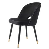 Dining Chair Cliff set of 2 - Roche black velvet | black faux leather piping - Furniture - Tipplergoods