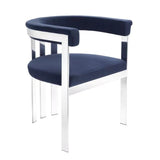 Dining Chair Clubhouse - Polished stainless steel | savona midnight blue velvet - - Furniture - Tipplergoods