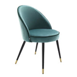 Dining Chair Cooper set of 2 - Roche turquoise velvet | roche dark green piping - Furniture - Tipplergoods