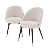 Dining Chair Cooper set of 2 - Bouclé cream | black & brass finish legs - - Furniture - Tipplergoods