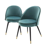Dining Chair Cooper set of 2 - Roche turquoise velvet | roche dark green piping - Furniture - Tipplergoods
