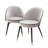 Dining Chair Cooper set of 2 - Roche light grey velvet | roche dark grey piping - Furniture - Tipplergoods