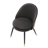 Dining Chair Cooper set of 2 - Roche dark grey velvet | black velvet piping - Furniture - Tipplergoods