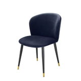 Dining Chair Volante - Savona midnight blue velvet | black & gold finish legs - - Furniture - Tipplergoods