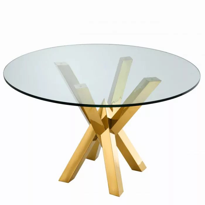 Dining Table Triumph - Gold finish | clear glass - - Furniture - Tipplergoods