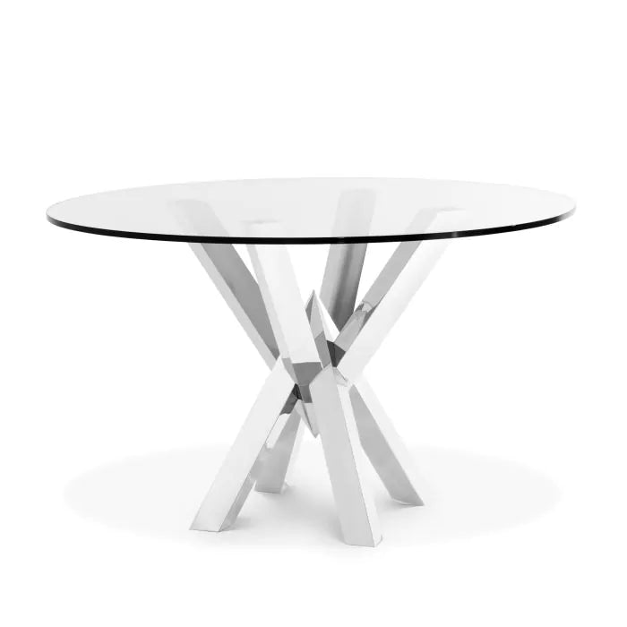 Dining Table Triumph - Polished stainless steel | clear glass - - Furniture - Tipplergoods