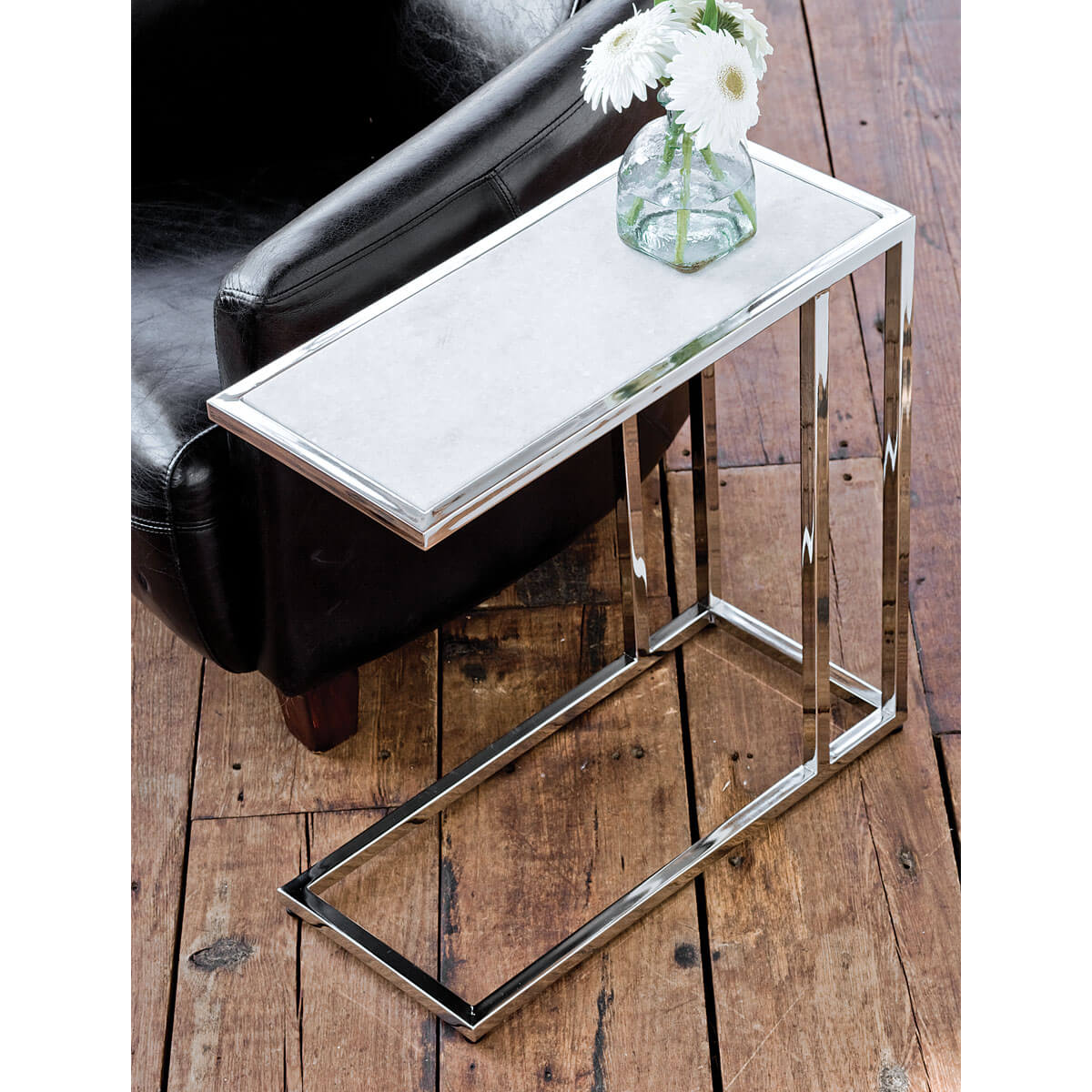 Echelon Sofa Hugger Table - Polished Nickel - - Furniture - Tipplergoods