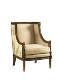 Floral Occasional Chair in Jacarta Sand Leather, Hand Painted