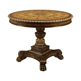 Gadroon Center Table w/ Marquetry Top, Brass Accents