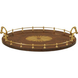 Gallery Tray w/ Marquetry Motif & Brass Accents