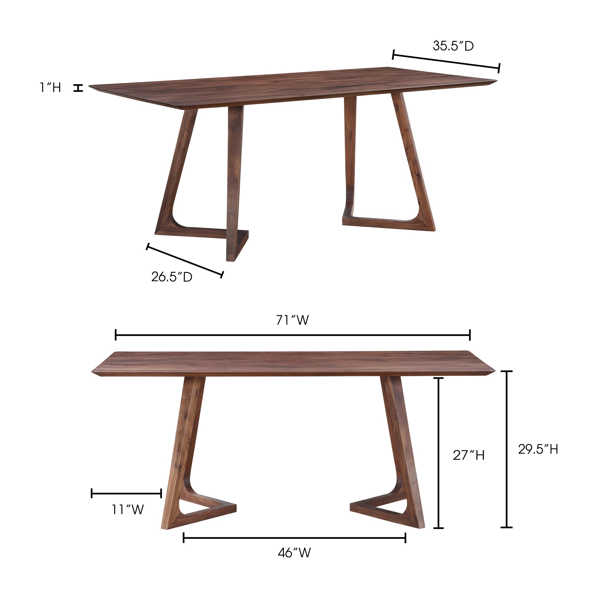 Godenza Dining Table Rectangular - Brown - Tipplergoods