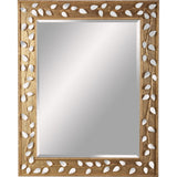 Gold Mirror w/ Glass Leaf Decor