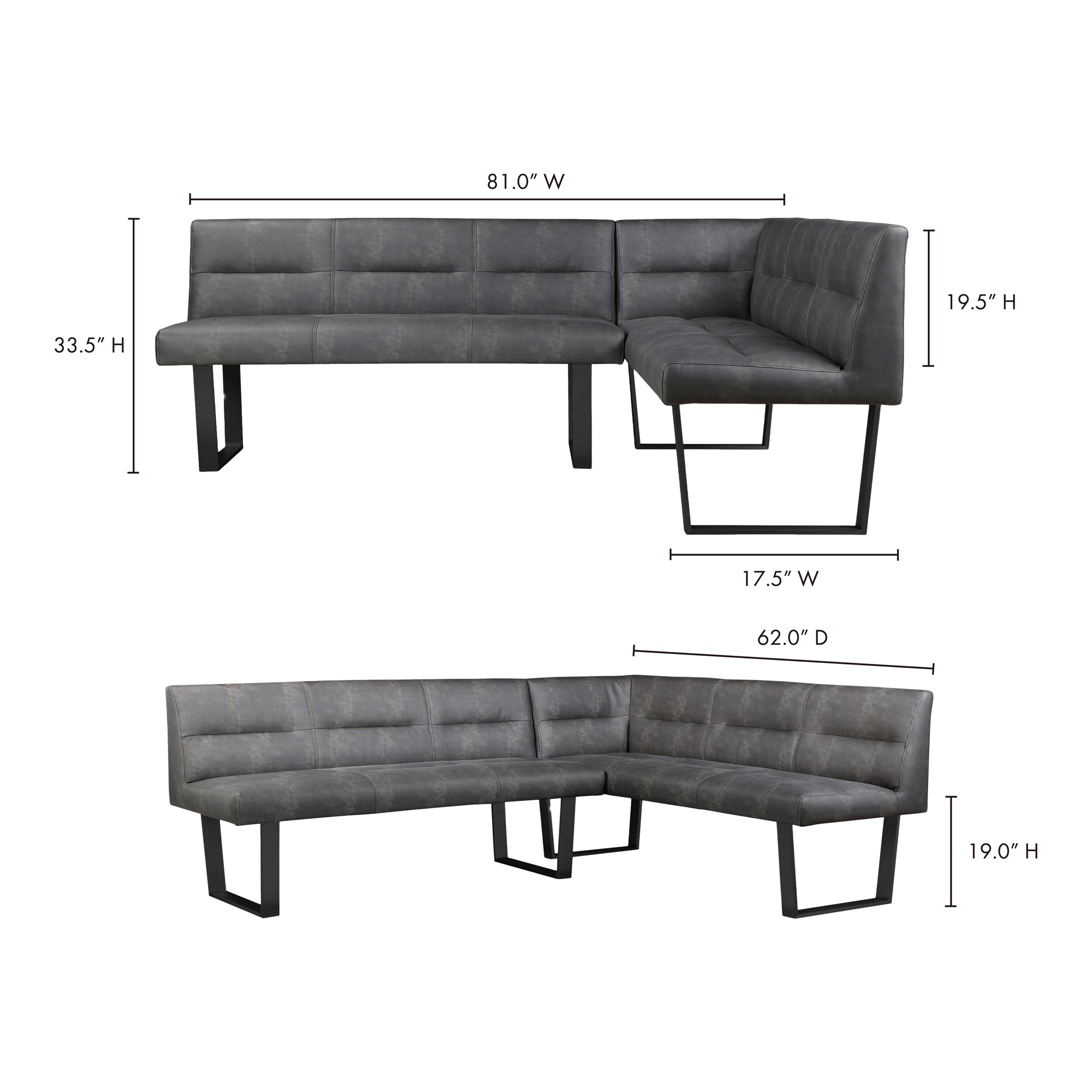 Hanlon Corner Bench Dark Grey - Furniture - Tipplergoods