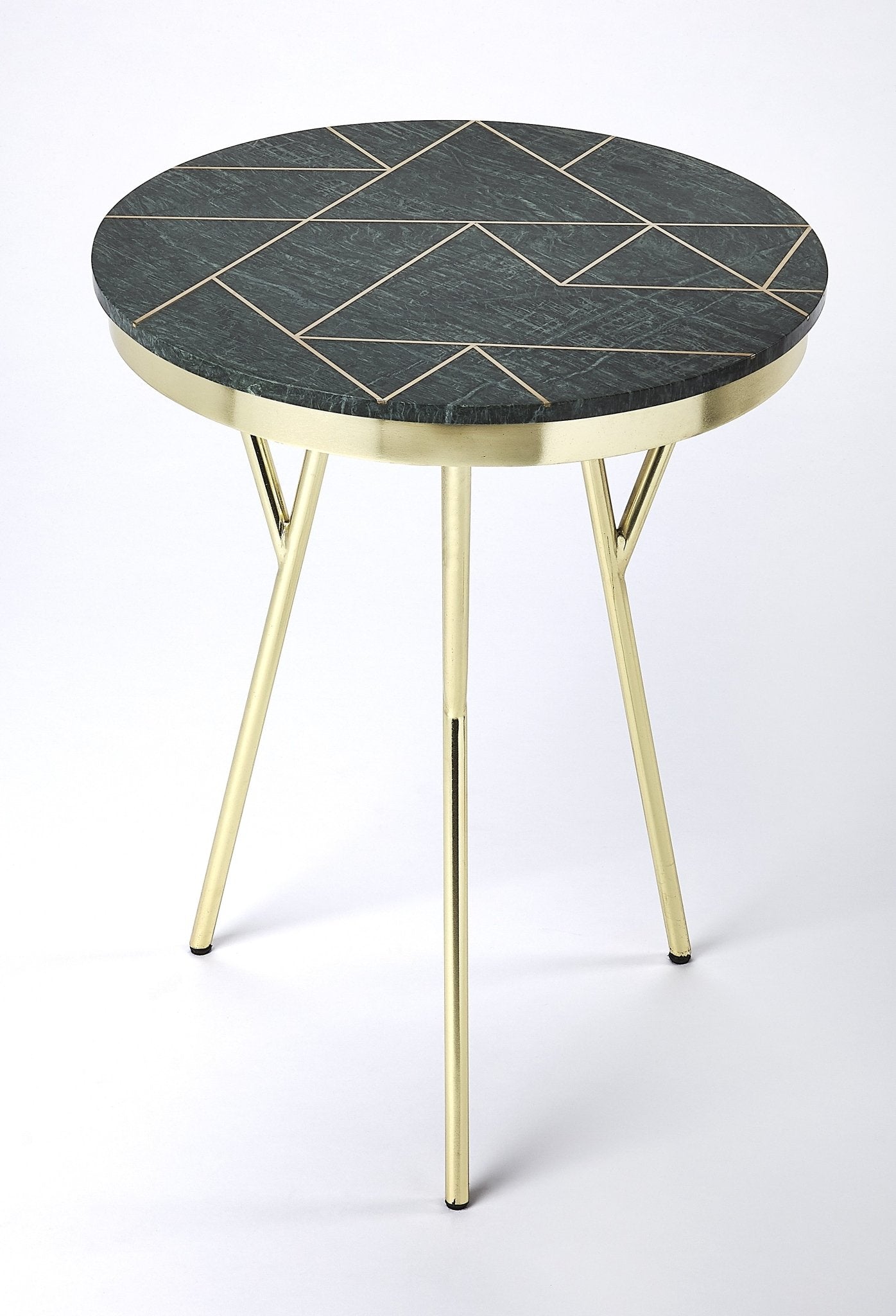 Haven Green Marble & Brass Accent Table - Furniture - Tipplergoods